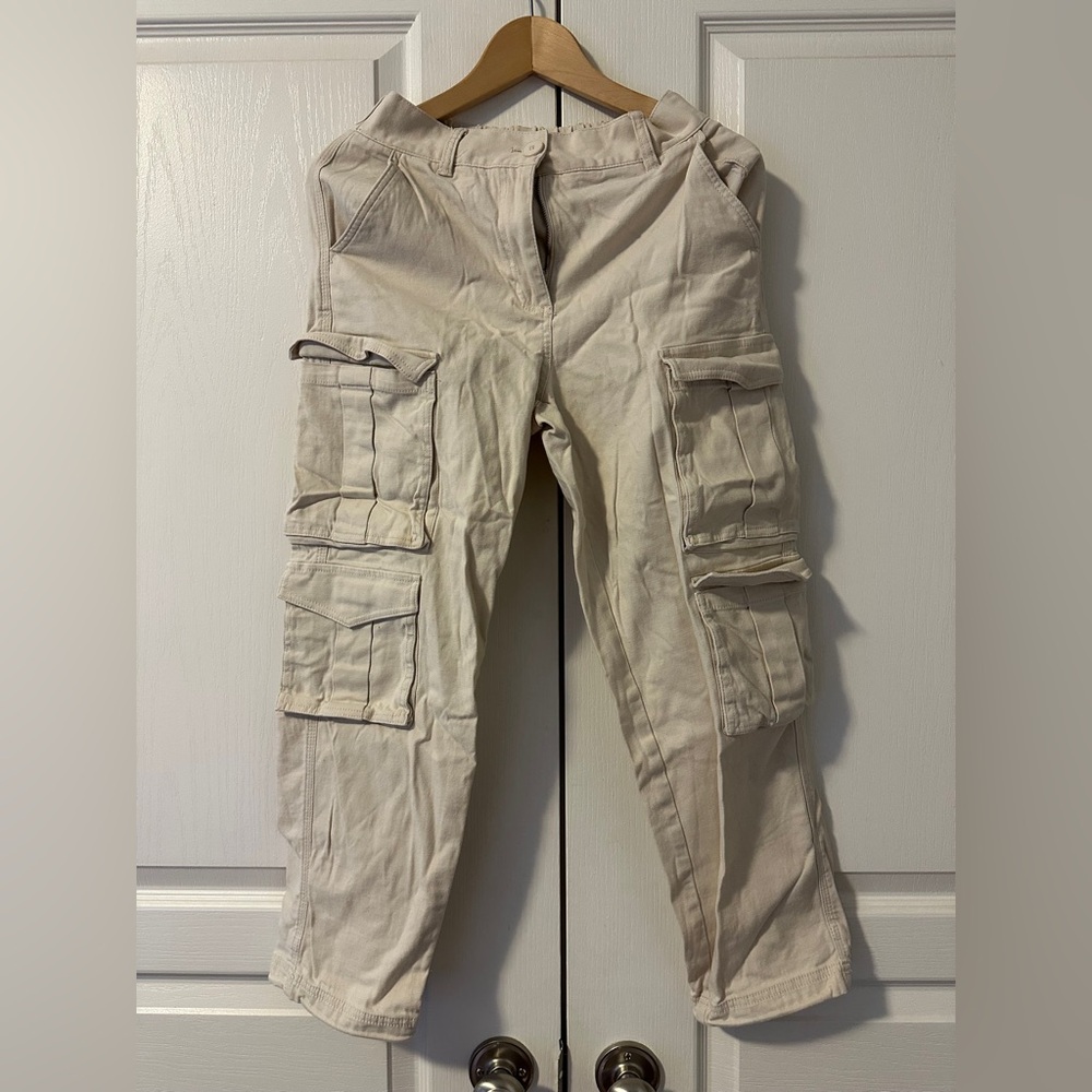 OAK + FORT Cream Cotton Cargo Pants, S